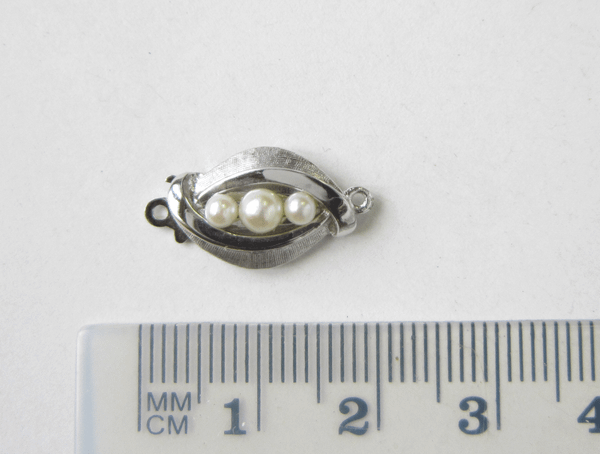 Ovale  Perlschließe für Colliers, Weißgold  585