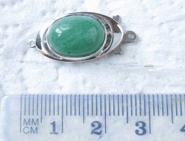 Ovale Silber-Schließe,grüner Türkis