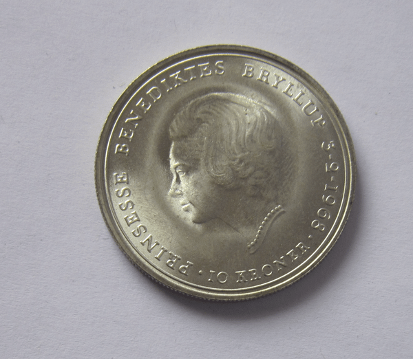 Silbermünze 10 Kroner 1968, Benedikte