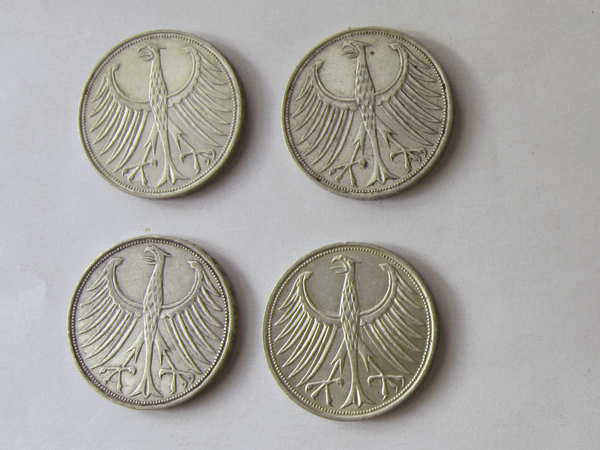 Konvolut, 4 Münzen Silberadler 1951
