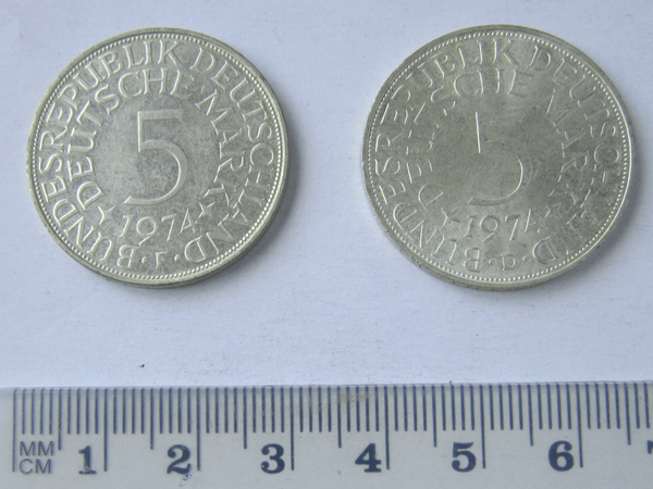 Konvolut, 2 Münzen Silberadler 1974 F,D