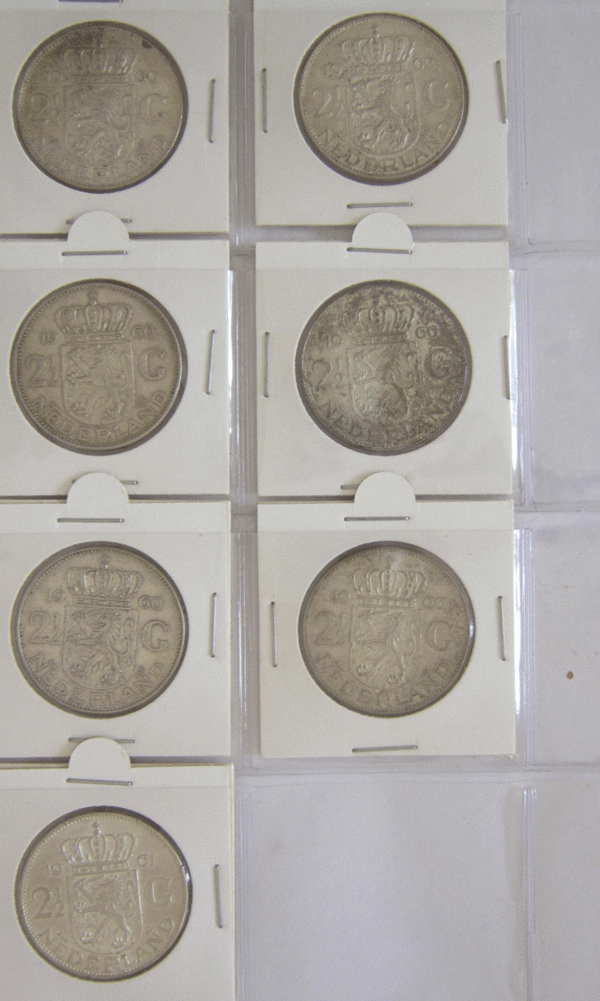 Lot 7 Münzen 2 1/2 Gulden Niederlande