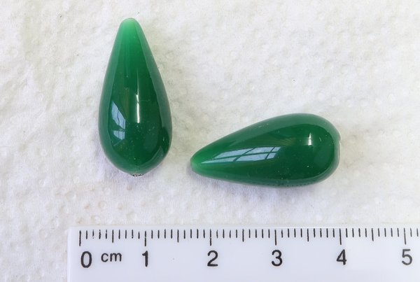 50 Glasperlen, Birnen-Form, jade-grün