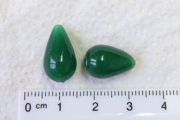 50 Glasperlen, Birnen-Form,klein,  jade-grün